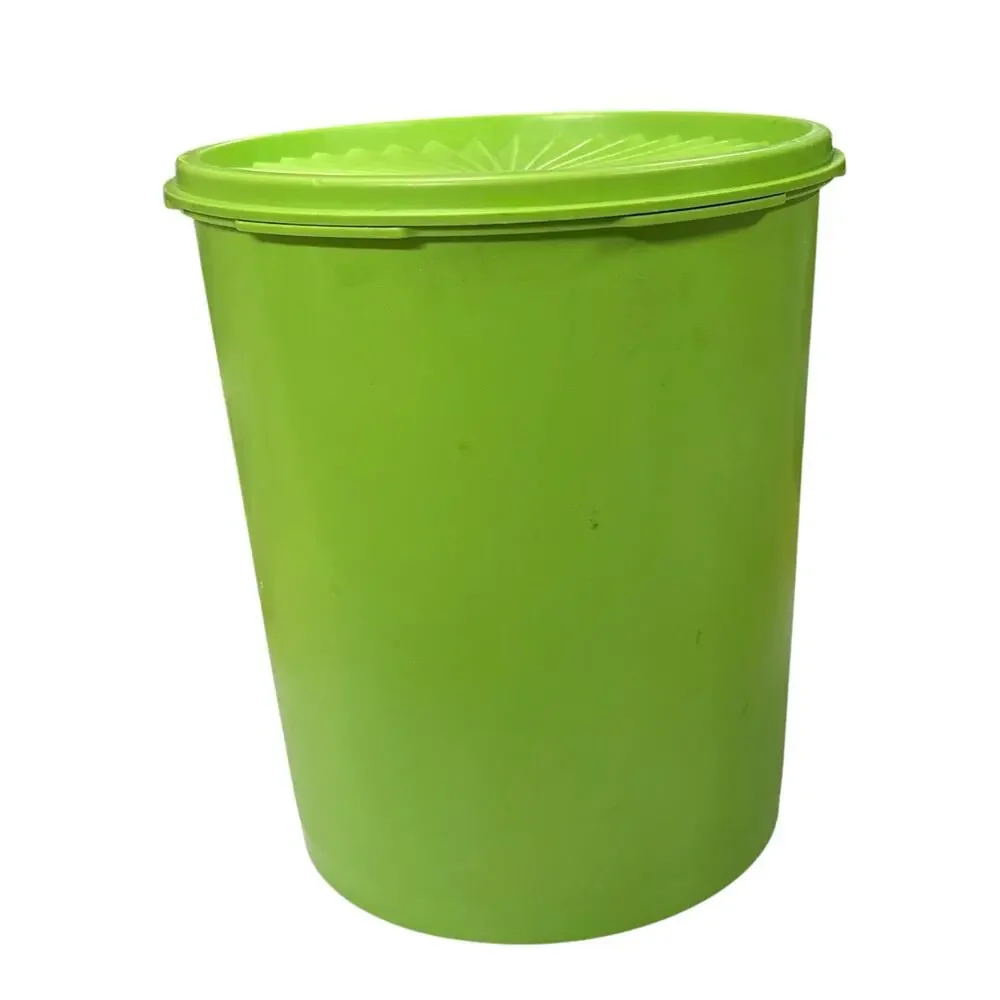 Vintage Tupperware Servalier Maxi Canister #809-13 Green w/ Sunburst Lid